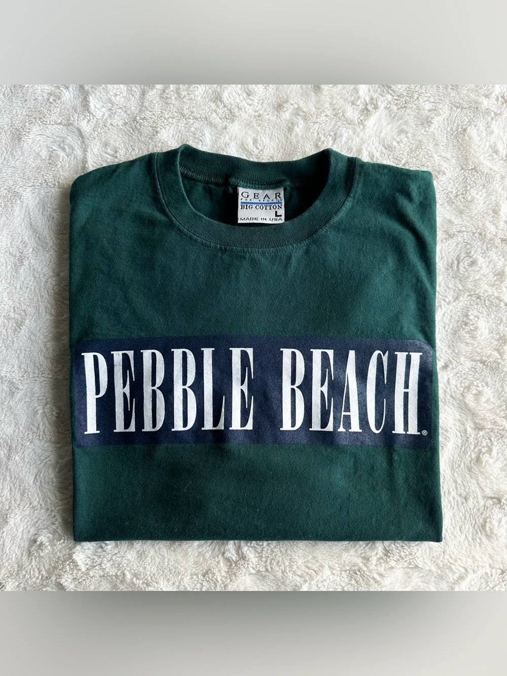 Vintage Pebble Beach Shirt Tee Mens Large Green Colorblock Golf Links USA 90s